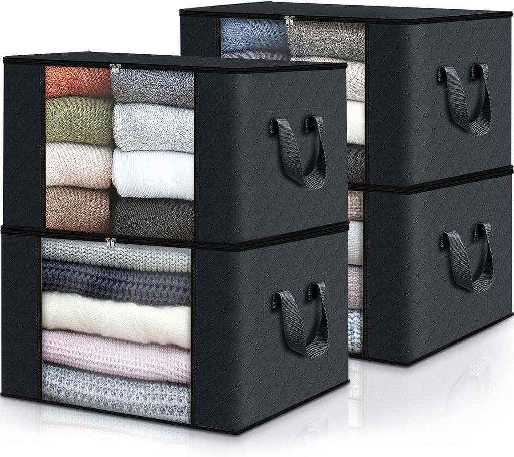 Fab Totes Storage Bags,Clothes Blanket Storage Bins Foldable Closet Organizers with Reinforced Handle for Home Dorm Storage and Organization