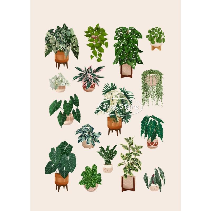 House Plants Monstera Philodendron Poster and Print Canvas Painting Potted Botanical Leaves Wall Art Picture for Room Home Decor