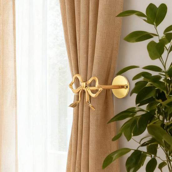 2Pcs Metal Bow Curtain Holdbacks Wall Mounted Rust Proof Curtain Holders