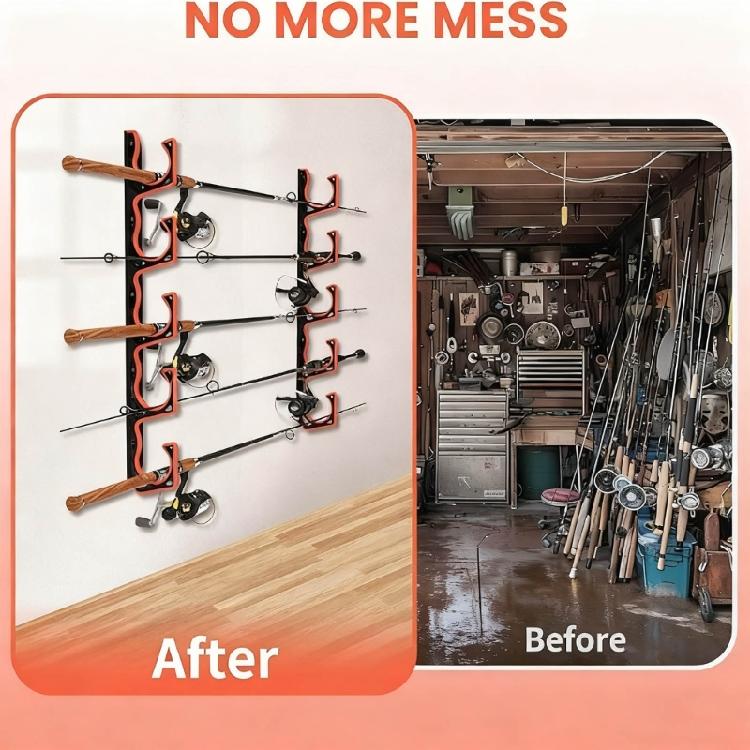 High Strength Fishing Rod Wall Mount Holder Vertical Rod Organizers Systems Multifunctional Fishing Rod Storage Rack