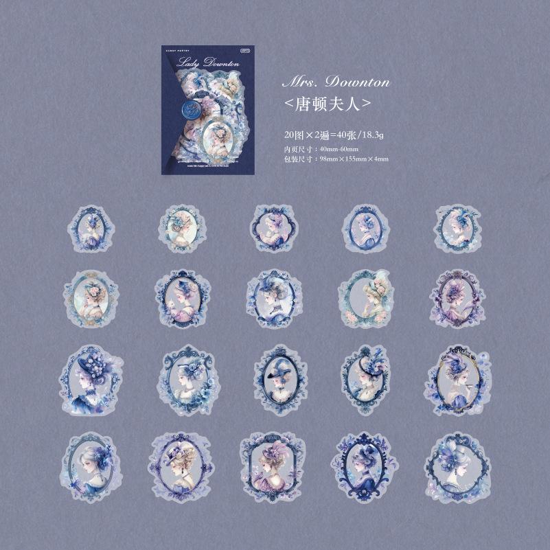 40 pcs Vintage portrait character sticker PET sticker pack diy ledger decorative seal sticker Scrapbook calendar art Diy crafts