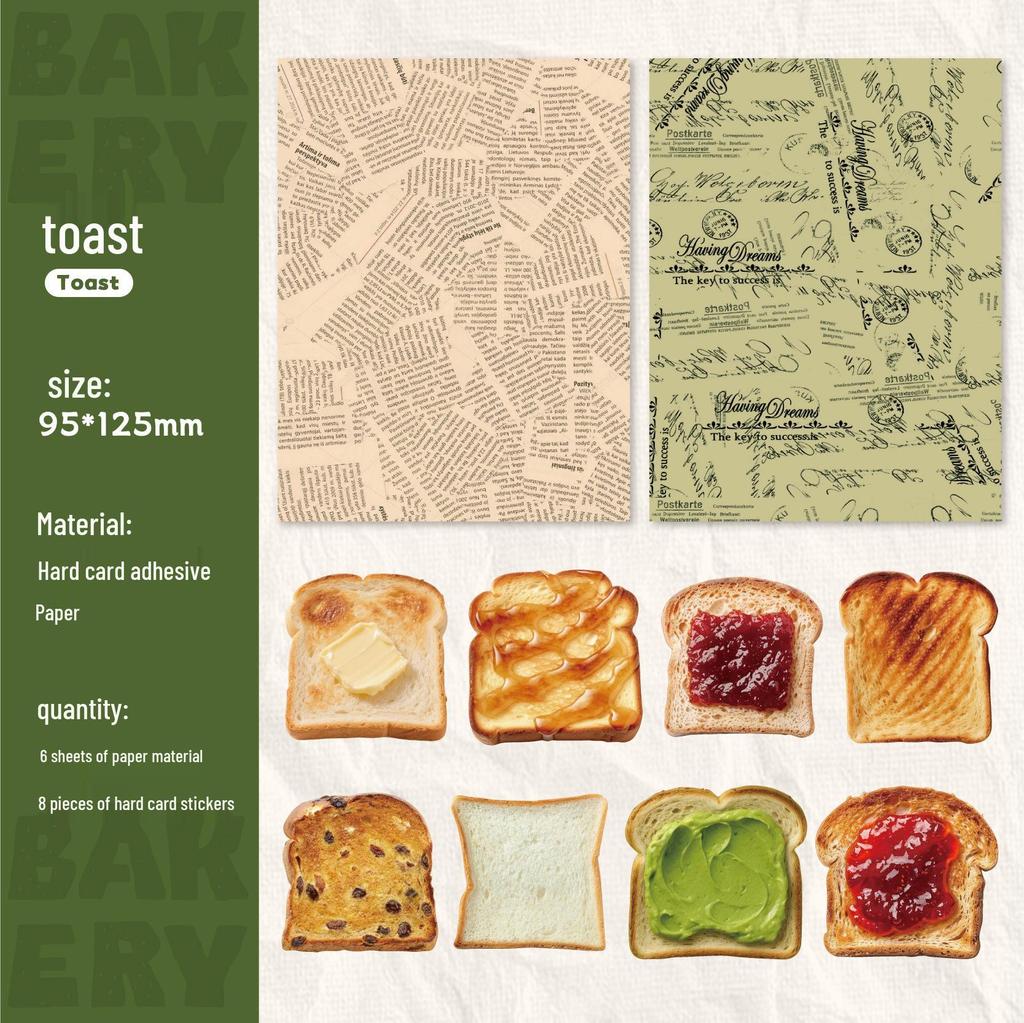 RetroStory Bakery Stickers: Realistic Food Themed Journal Decoration Pack