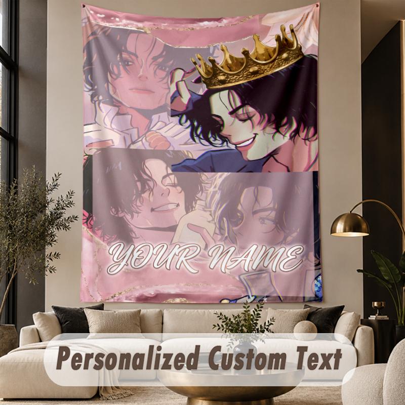 Custom Text Tapestry Michael Jackson Print Wall Tapestry Indoor Living Room Wall Decor