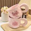 Household New Ceramic Cup Sets Gift Box Women 400ml Cute Cartoon Bear Handle Tea Mugs with Scoop and Lid Creative Cup to Friends
