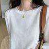Waffle design long sleeve T-shirt women's round neck loose and thin inside with a base of new spring and summer top trend