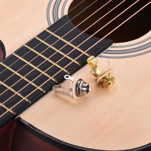 uxcell Guitar Input Jack, 1/4" Stereo Jack Mono Panel Mount Socket (Gold) for Guitars, Bass, Speakers, and Footswitches