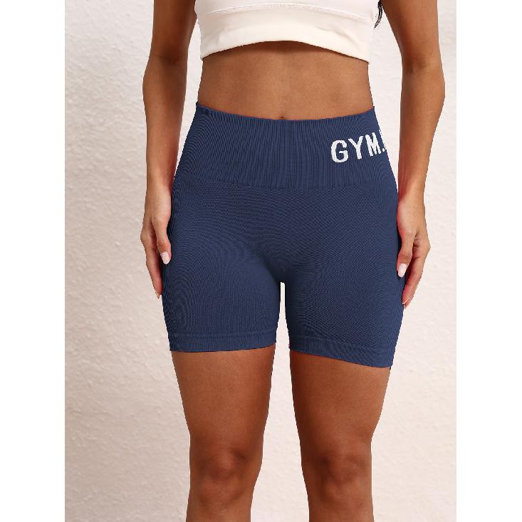 Hip Lifting Yoga Shorts, Exercise And Fitness Letter, Wearing High Stretch Shorts For Women