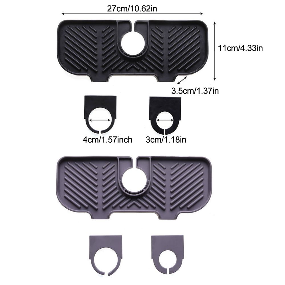 Tapete de torneira atualizado Silicone Bandeja de pia de cozinha Dispensador de sabão Esponja Almofada de drenagem Tapete de secagem de respingos de pia Bandeja de armazenamento de bancada