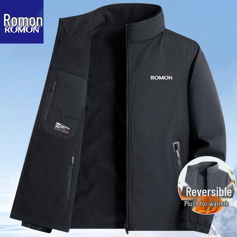 

Luomon Men s Double-Sided Windproof Waterproof Stand-Up Collar Winter Jacket - 2025 Casual Dad Top 2XL