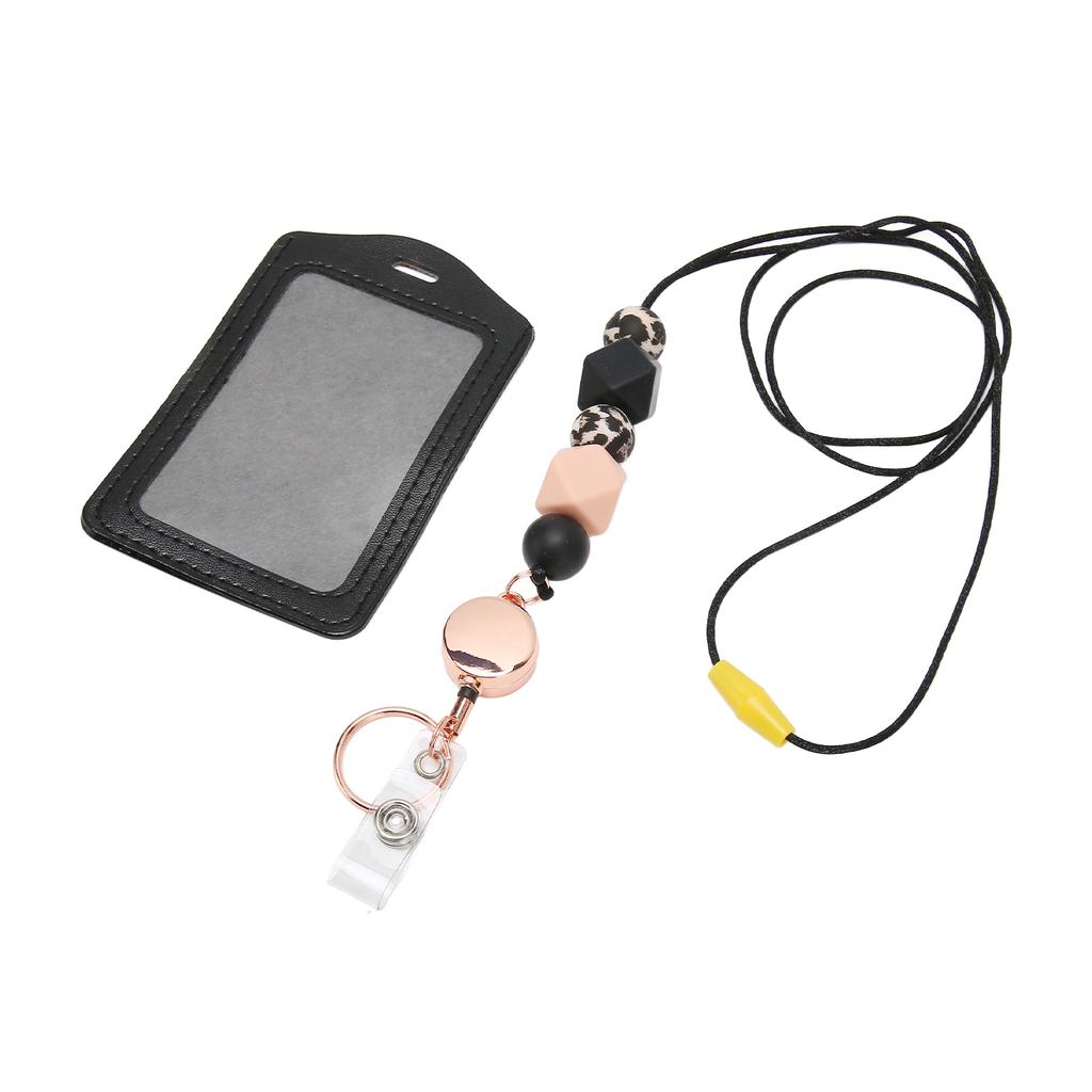 Silicone Retractable Bded Lanyard with Transparent ID Holder Multi Purpose Badge Holder for Students Worker