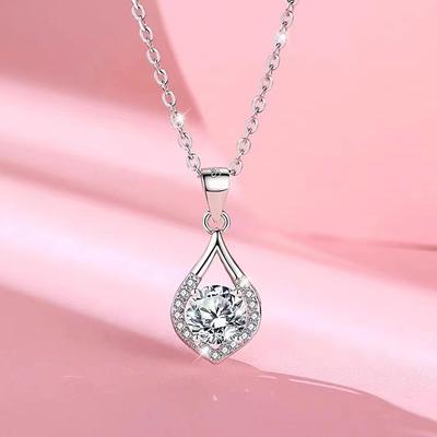 Collier de clavicule en argent sterling de style coréen avec des anges en forme de goutte d'eau et des diamants pour femme, simple et léger, à la mode et luxueux