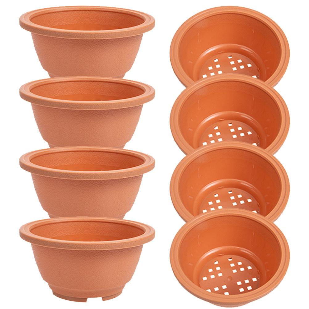 

8Pcs Simple Design Solid Color Plastic Flower Pots for Balcony Windowsill Garden Use Easy Clean Smooth Surface Nursery Plant 16.2X7.4CM