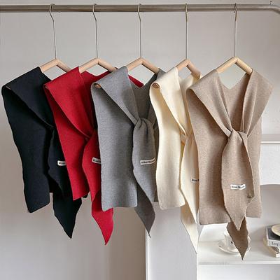 Korean Knitted Shawl Summer Air Conditioning Fake Collar Neck Guard Knit Thin Knotted Cape Shoulder Scarf For Women