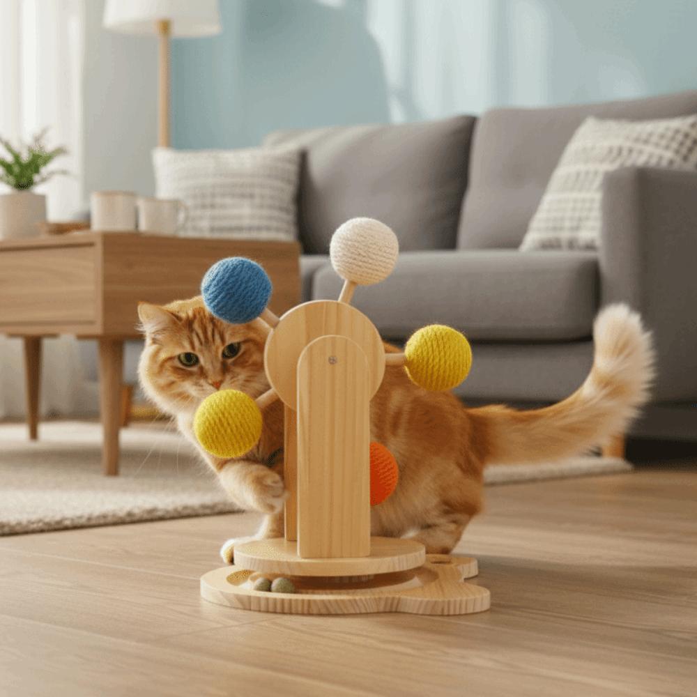 Rotating Turntable Ferris Wheel Cat Detachable Durable Cat Scratcher Wear Resistant Interactive Cat Playing Teasing