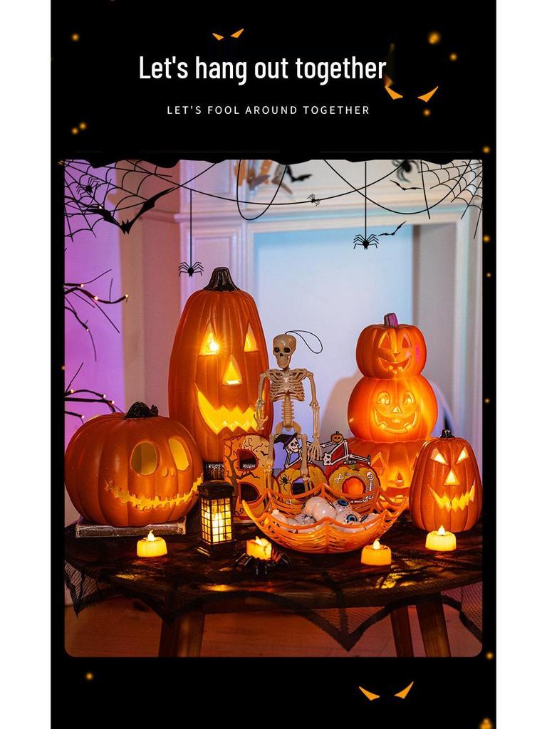 Halloween Glow-in-the-Dark Pumpkin Lantern Set for Party Decorations