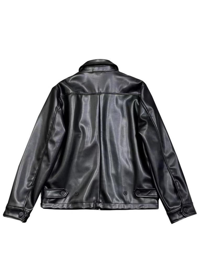 CrossPolo RL Ralph 25 Trendiger Cooler Partnerlook PU-Leder Reversjacke - Langarm, Hongkong & Koreanische Mode