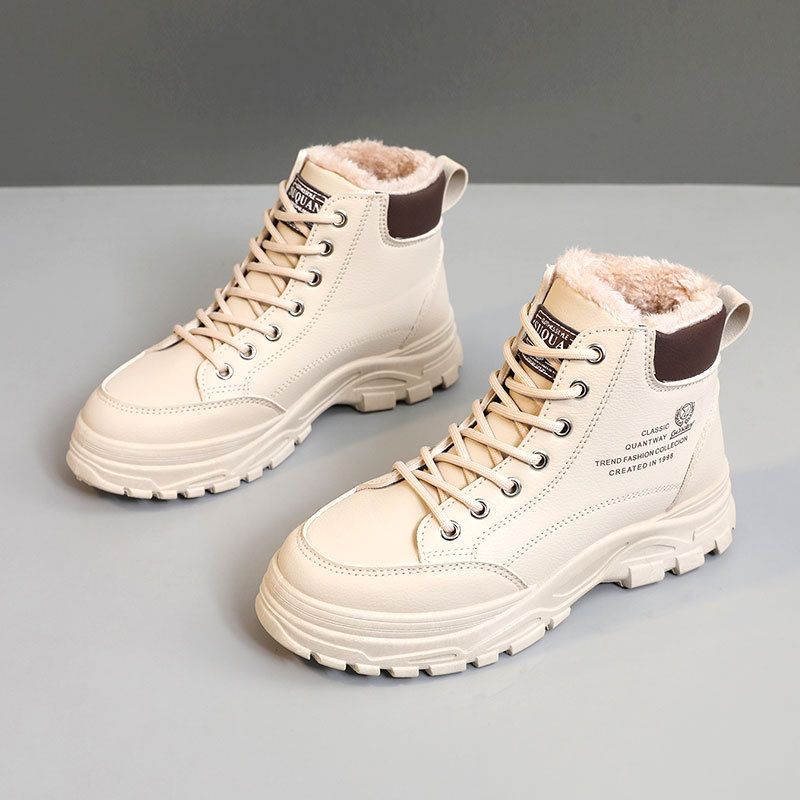 Women's Autumn/Winter High-Top Fleece-Lined Thermal Boots Student Thick-Sole Height-Enhancing Boots