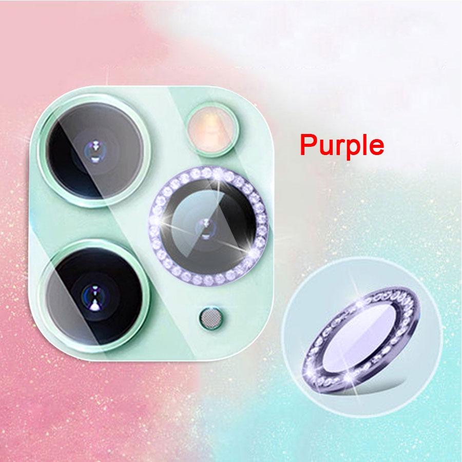 Für iPhone 11 12 13 14 15 16 Pro Max Bling Diamond Metall Kameraobjektivring Schutzkappe mit gehärtetem Glas