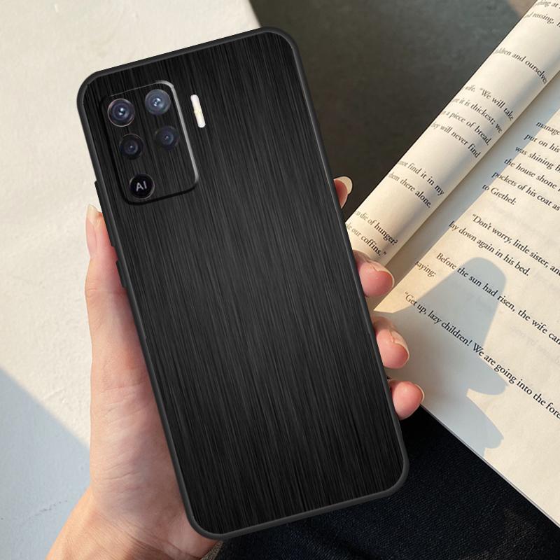 Brushed Metal Texture Steel Print Case For Oppo A80 A60 A40 A78 A38 A18 A98 A58 A96 A76 A16 A94 A74 A54 A15 A17 A57 A77 A5 Pro