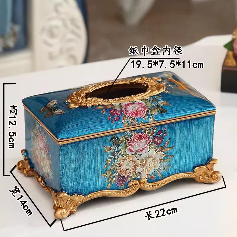 Resin retro European tissue box, American paper box, home decor decoration, napkin box, living room desktop storage box