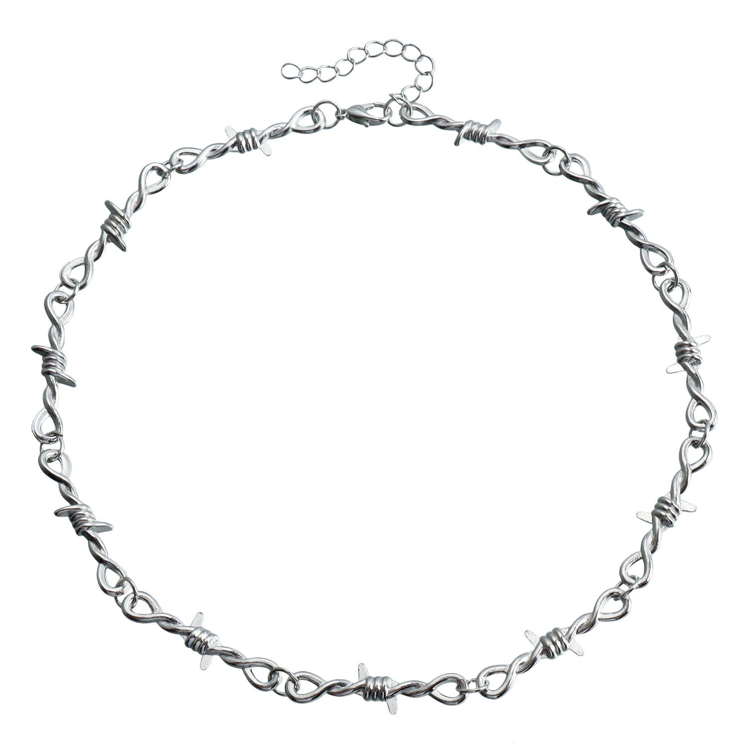 

European and American punk style thorn necklace trendy hip hop ins cold wind men s collarbone chain sweater T-shirt chain accessories