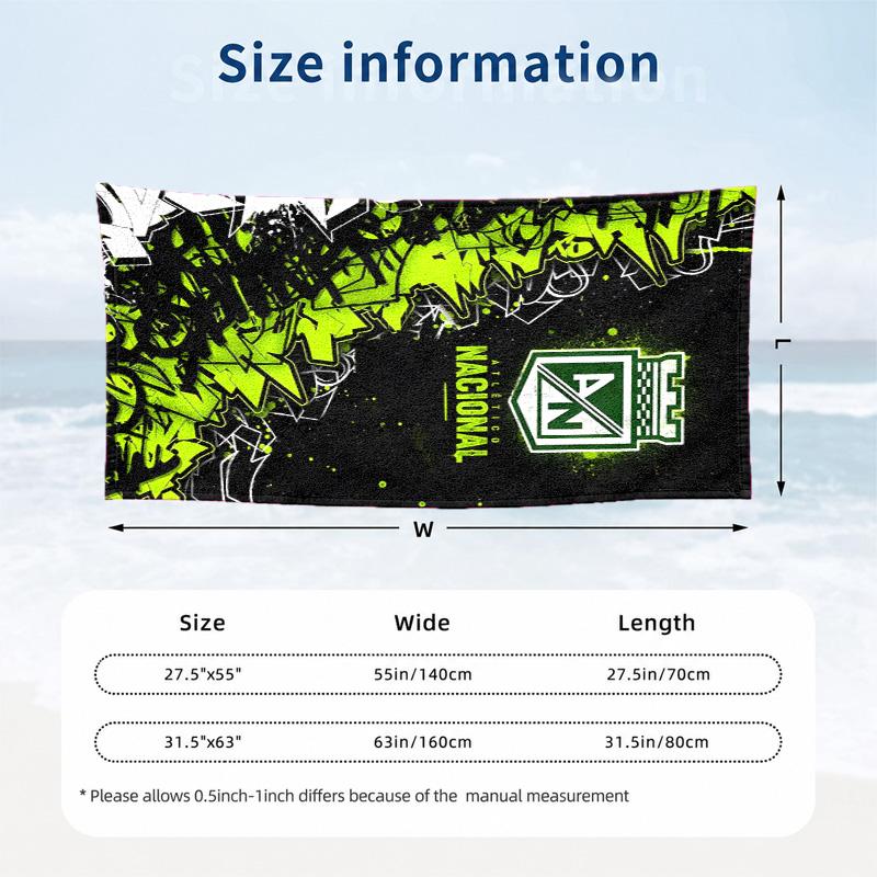 Atletico Nacional Microfiber Beach Towel Quick Dry Sand Free Lightweight Beach Towels for Travel Swimming Camping