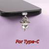 Mobile Phone Dust Plug In Deep Silver Color with Small Flying Dragon Pendant and Decoration, Suitable for IPhone Type-C Interface, Gift Trinket