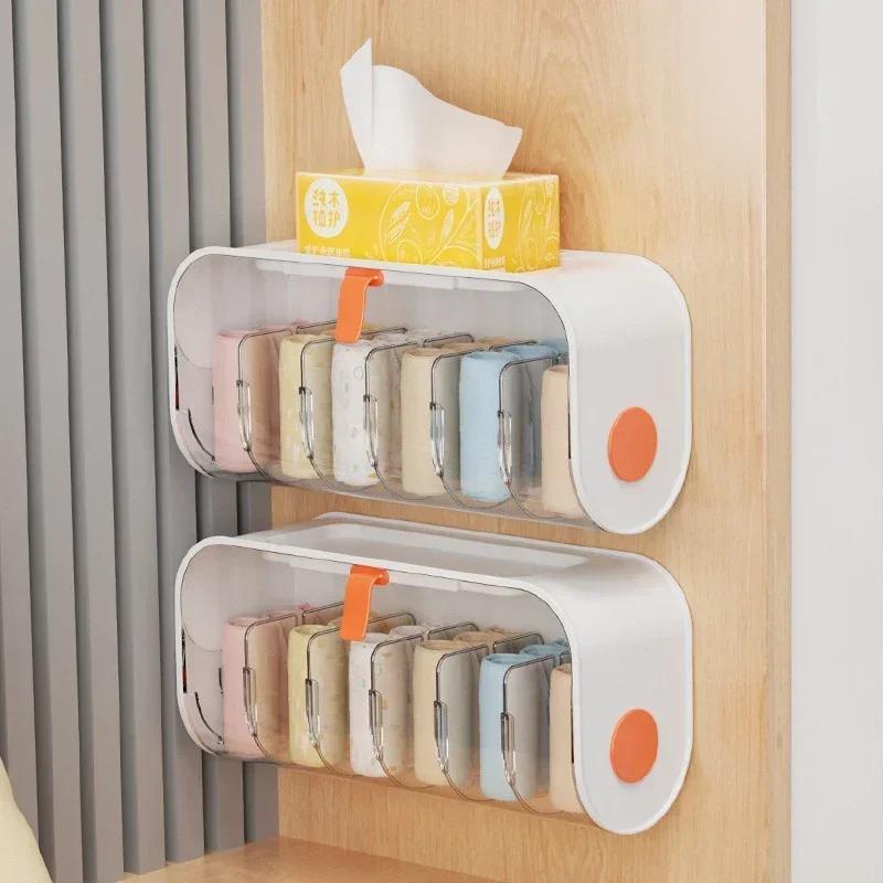 Household Convenience Wall Mounted Classified Storage Box No Punching Detachable Use Underwear Sock Storages Compartment