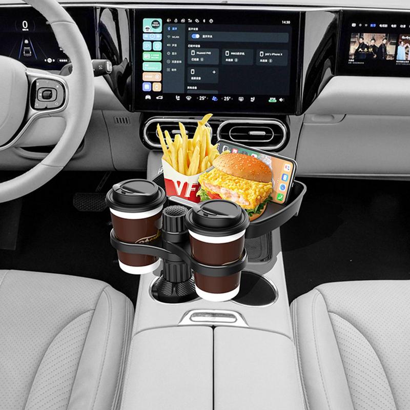 Multifunctional Car Cup Holder With Attachable Tray 360 Swivel Adjustable Car Food Eating Tray Table Auto Cup Holders