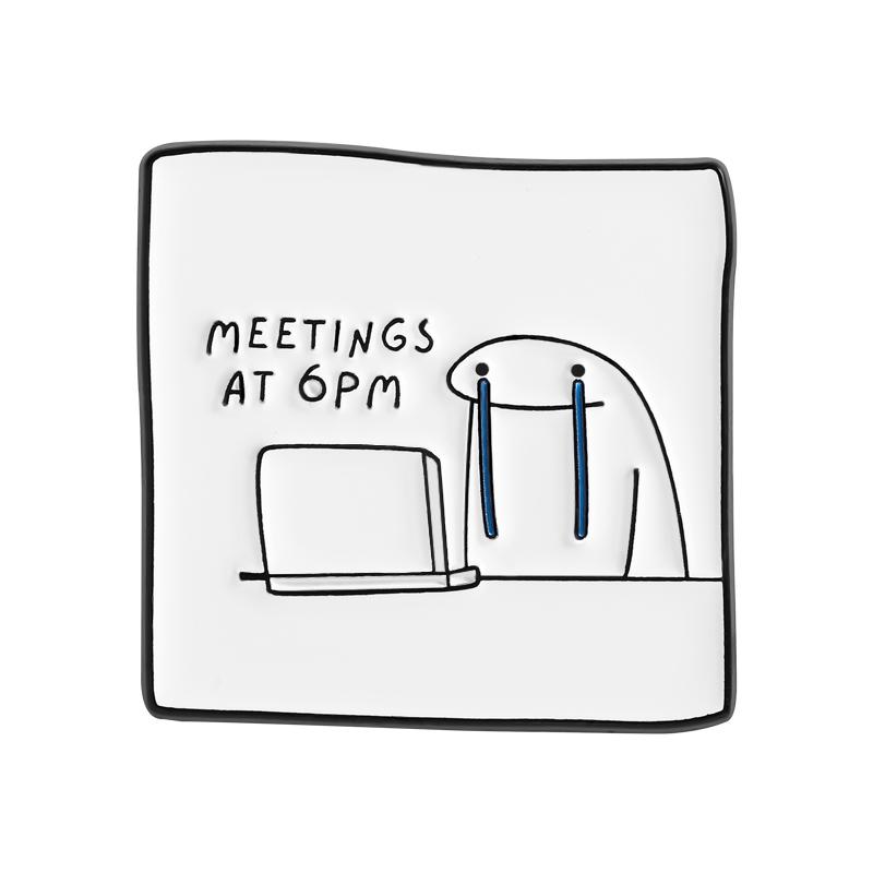 Flork Meme Emaille-Pins Lustige Einfache Strichmännchen-Broschen Anstecknadeln Cartoon Tier Katzen Schmuck Geschenk für Familie Freunde