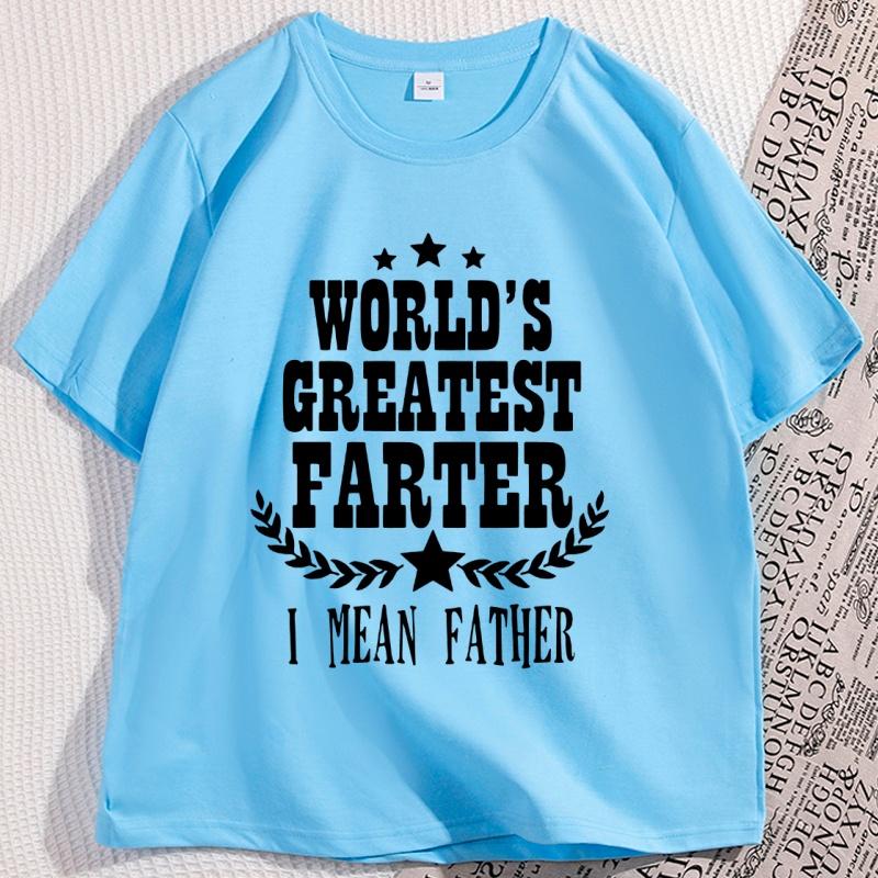 Worlds Best Farter I Mean Father T Shirt Funny Fathers Day Clothes Husband Humor Cotton Short Sleeve Tshirt Comfortable Tees