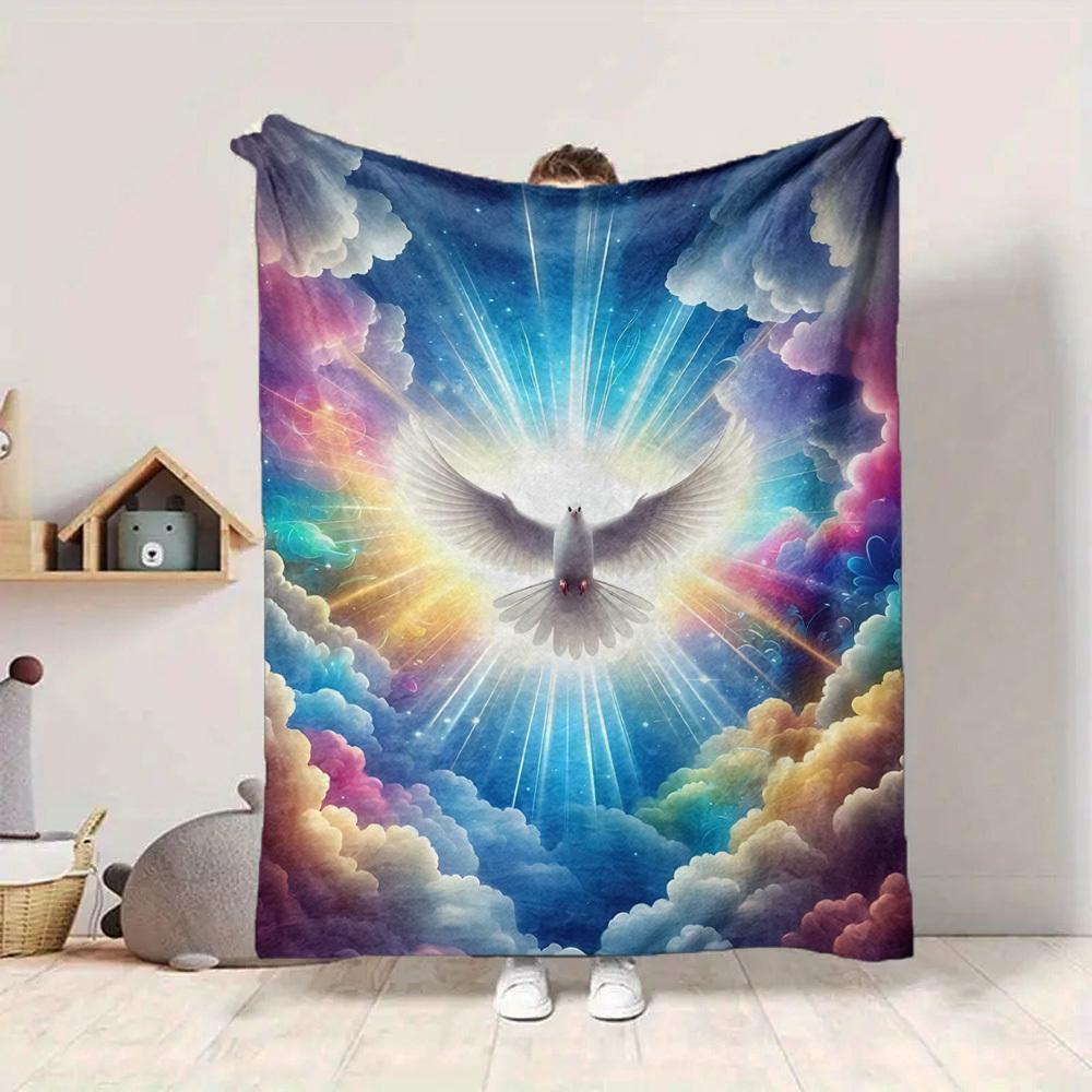 1 Stück Spirituelle Taube Decke, Leichter Flanellfleece mit Digitaldruck, Weich Warm für Sofa, Reisen, Camping, Büro, Couch, Stuhl und Bett, Alle-