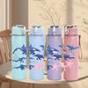 1PC Shark Group Ocean Animal Print 750ml Color Plastic Sports Water Bottle Leakproof Flip Straw Lid Suitable for Sports Office Home Use