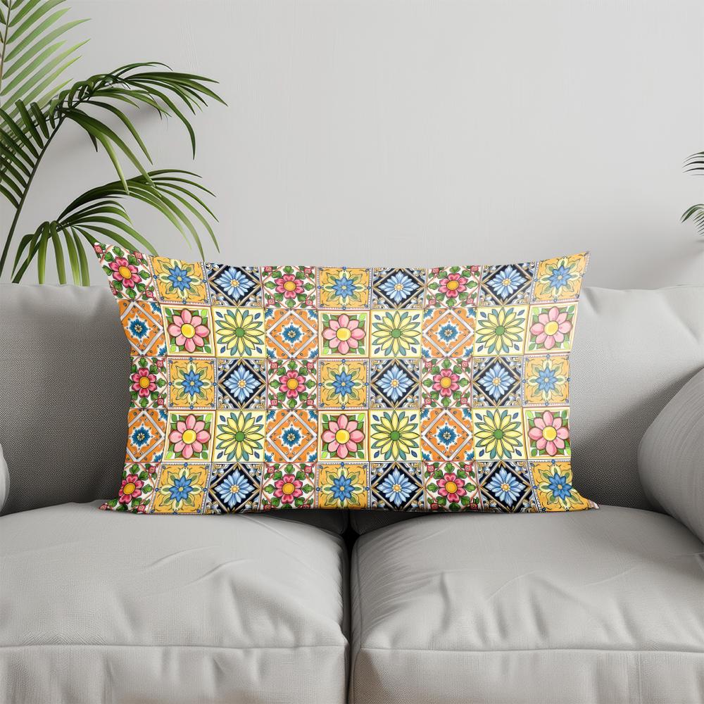 Home Decor Colorful Pattern Square Pillow Suitable For Sofa Bedroom Car Pillow Cover Cushion Rectangular Back Cushion