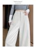 Women's Off-White Washed High-Waist Wide-Leg Jeans - Slimming, Versatile, Straight-Leg Casual Autumn Pants