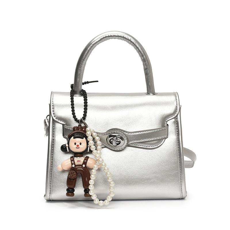 Fashion New French Simple Style High-end Sense Portable Small Square Bag Casual Versatile Commuter Solid Color PU Messenger Bag Women