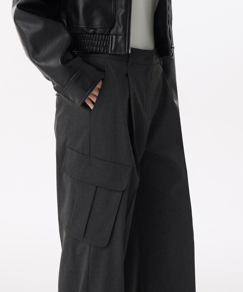 MUSINSA STANDARD WOMAN Women'S Parachute Cargo Slacks [Charcoal Gray]