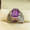 Bague en Argent Sterling 925 avec Pierre Précieuse Améthyste Taille Ovale Pour Homme #A674 JL375658843111