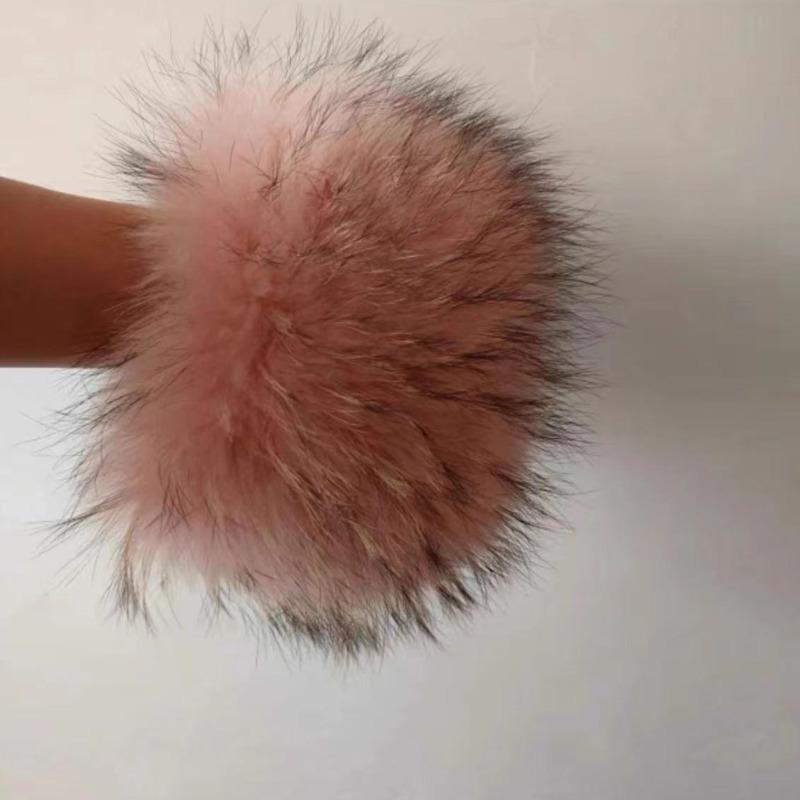 Winter Raccoon Fur Cuffs Women Fashion Fur Arm Warmer Natural Fur Wristband Female Warm Fur Sleeve Decort Plush Fur Bracelet