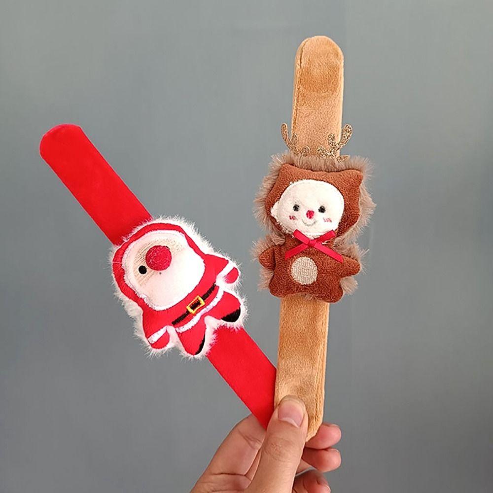 Snowman Santa Wristband With Clap Circle Elk Slap Bracelets Christmas Gifts