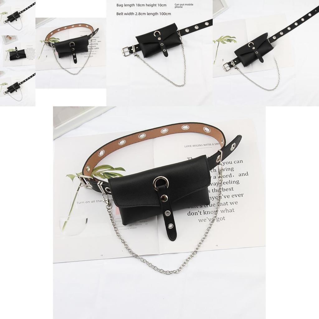 Punk Style Belt For Women With Pu Material And Adjustable Pin Buckle For Fashionable Streetwear