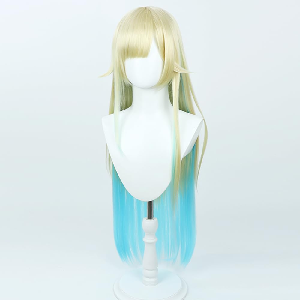 Cosplay wig, Emma Aizawa, gold and blue gradient, heat-resistant wig, costume accessory, disguise, Halloween, event, cosplay, photo shoot
