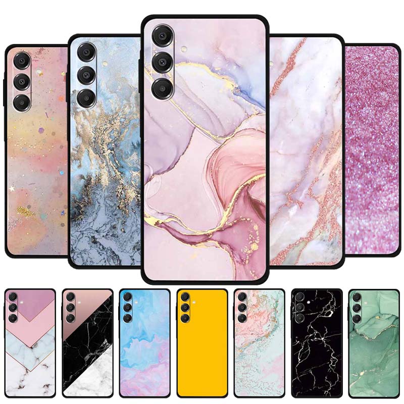 For Samsung Galaxy A14 A15 A16 5G Case Marble Soft TPU Phone Back Cover For Samsung A14 A15 4G Shockproof Silicone Painted Coque