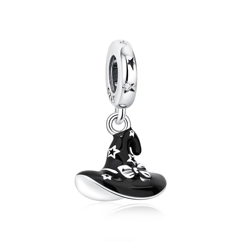 Original 925 Silver Charms Beads Wizard Hat Dragon Charm Halloween Fit Bracelets Necklaces Women DIY Jewelry