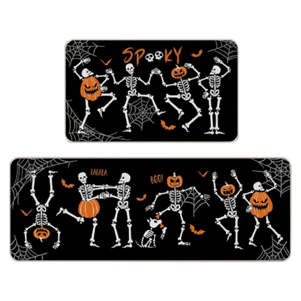 Halloween Ghosts And Horror Polka Dot Kitchen Rug 2-Piece Set, Fun Kitchen Mats, Suitable For Home Use