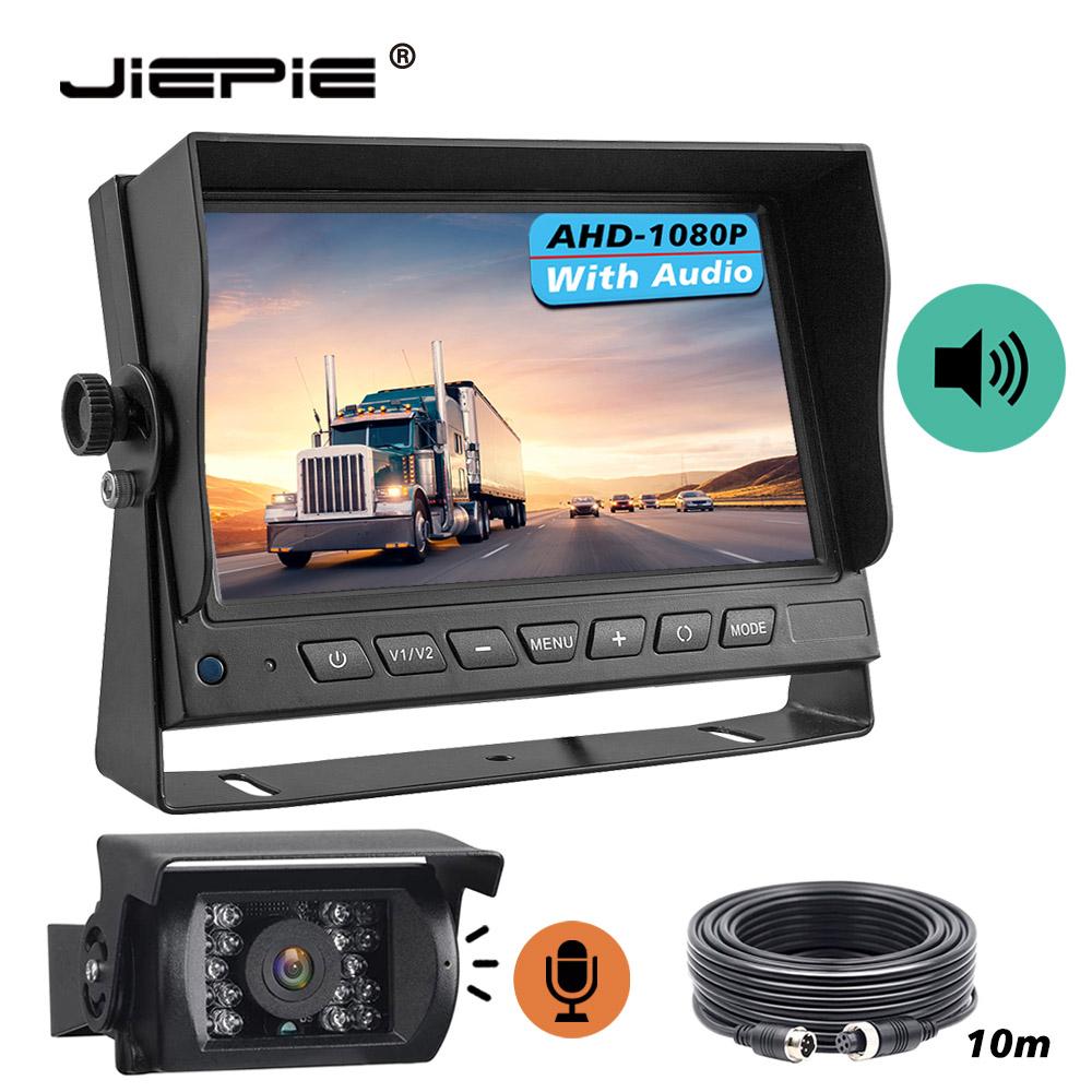 

Truck Reverse Camera System with Sound, 7 AHD Monitor with Speaker Reversing 1080P Rear View Audio Camera Built-in Microphone Camera Kit-Sound-10m