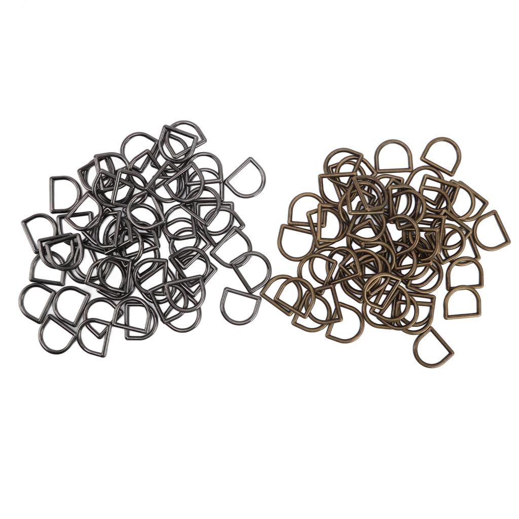 120Pcs Metal D Rings Bronze and Silver Black Zinc Alloy Rustproof Widely Used D Rings for Clothes