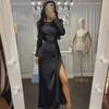 Elegant Spring/Summer Long Sleeve Waist-Tied Dress with Slit