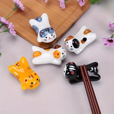 1PC Ceramic Kawaii Chopstick Cute Cat Portable Stands Ornaments Holder Creative Japanese-style Durable