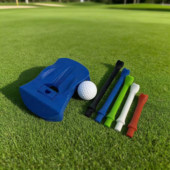 3D Printed Golf Tee Holder with 5 Tees Artificial Turf Tee Stand Outdoor Indoor Driving Range Home Training Golf Simulator Tee Hinged Turf Base